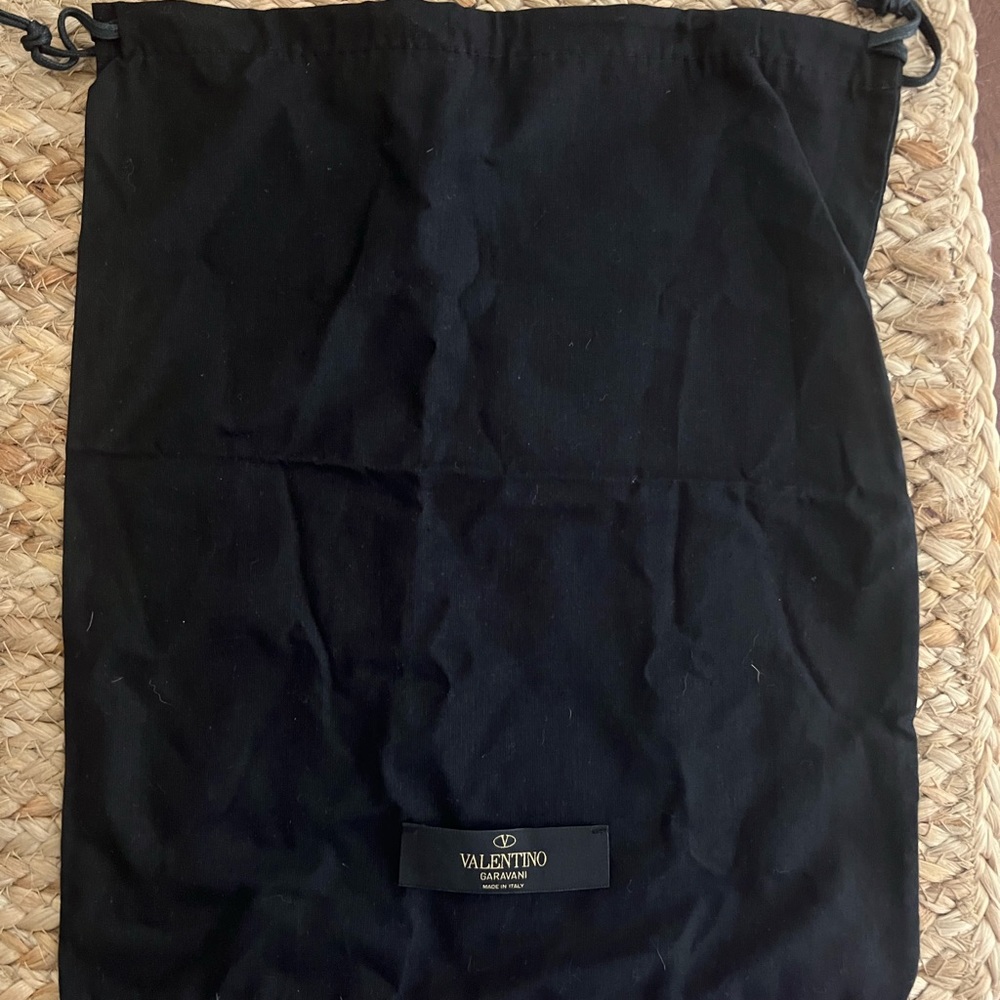 New Valentino black drawstring fabric dust bag